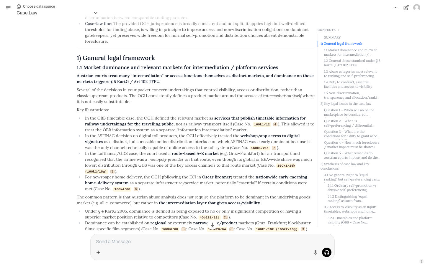 Summary and legal framework in the analysis